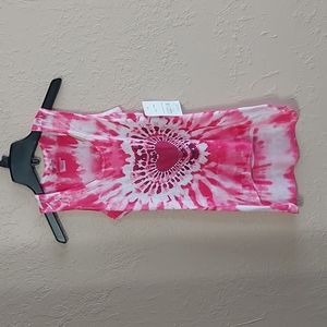 Happy Kids heart tie dye tank top, Size 6, pink/white.